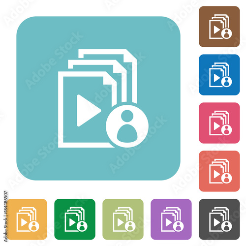 Playlist author rounded square flat icons