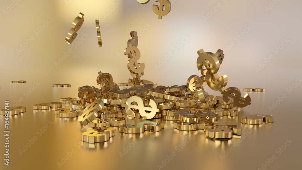 3d rendering of falling signs of dollars. 3d rendering of falling signs of dollars.