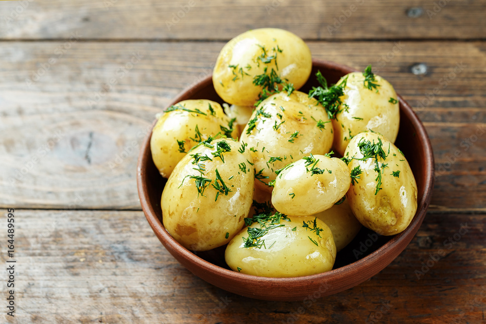 Boiled young potatoes in a plate Boiled young potatoes in a plate