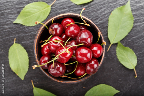 Sweet cherry with leaves