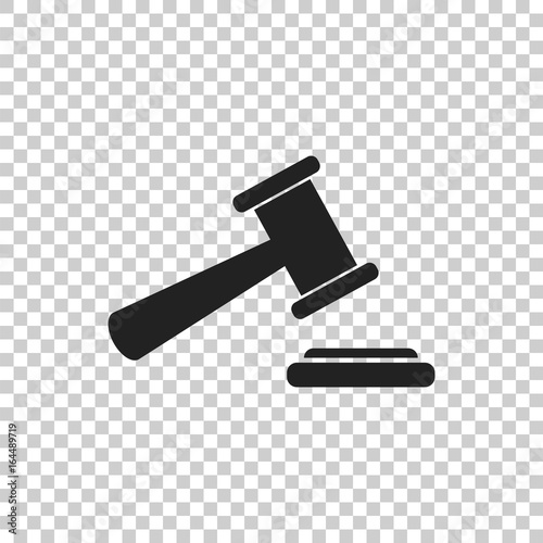Auction hammer vector icon. Court tribunal flat icon.