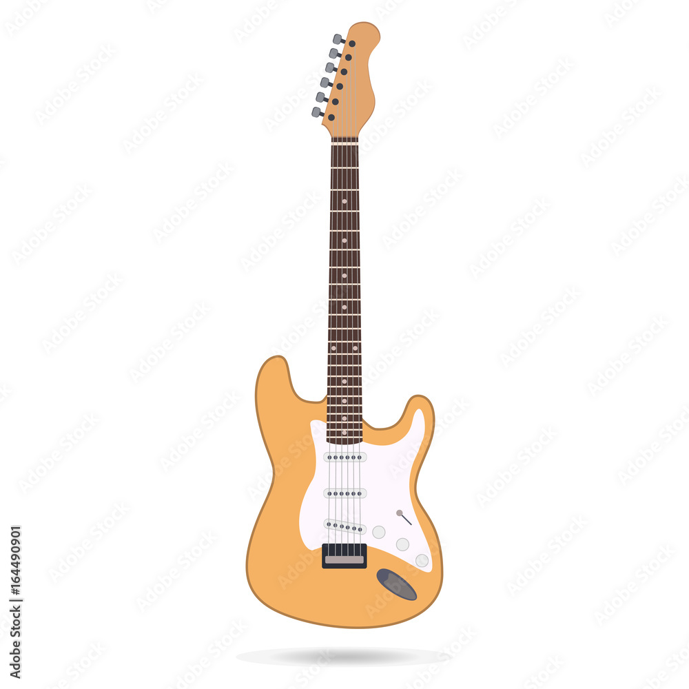Naklejka premium Electric guitar flat vector illustration. Rock music instrument