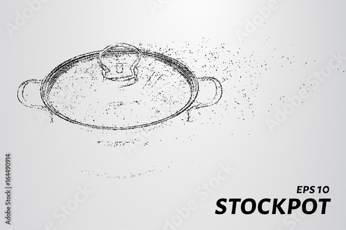 Stockpot from particles. The stockpot consists of small circles and dots. Vector illustration.