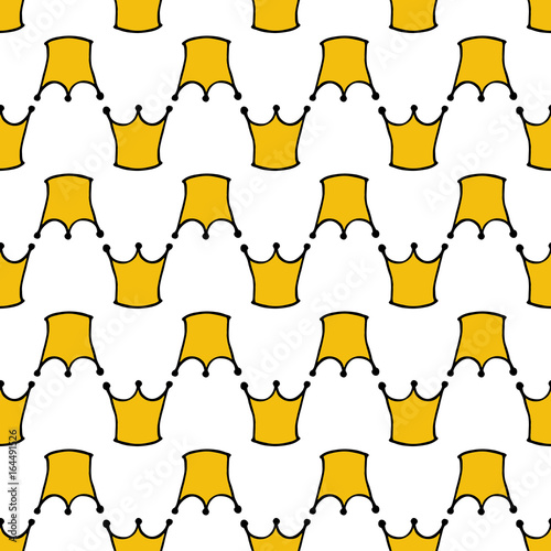 Seamless pattern with doodle crowns. Cute baby background for printing on textile, fabric, surfaces, patchwork, scrap-booking. Vintage retro style.