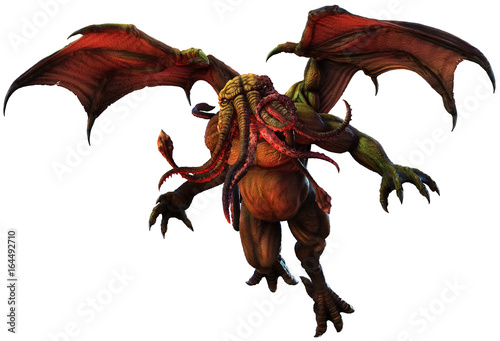 Bilde på lerret Tentacled horror creature 3D illustration