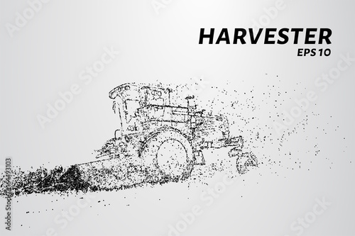 Harvester of particles. The harvester consists of small circles. Combine into smaller molecules. Vector illustration.