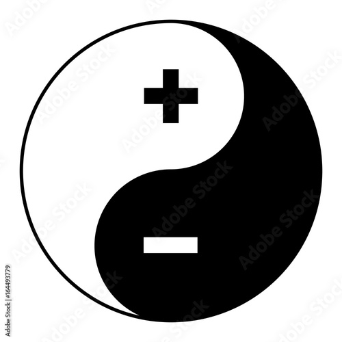 Yin yang symbol of harmony and balance plus minus