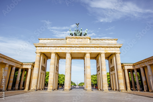 View on the famous Brandenburg gates on the Pariser square during the morning in Berlin city