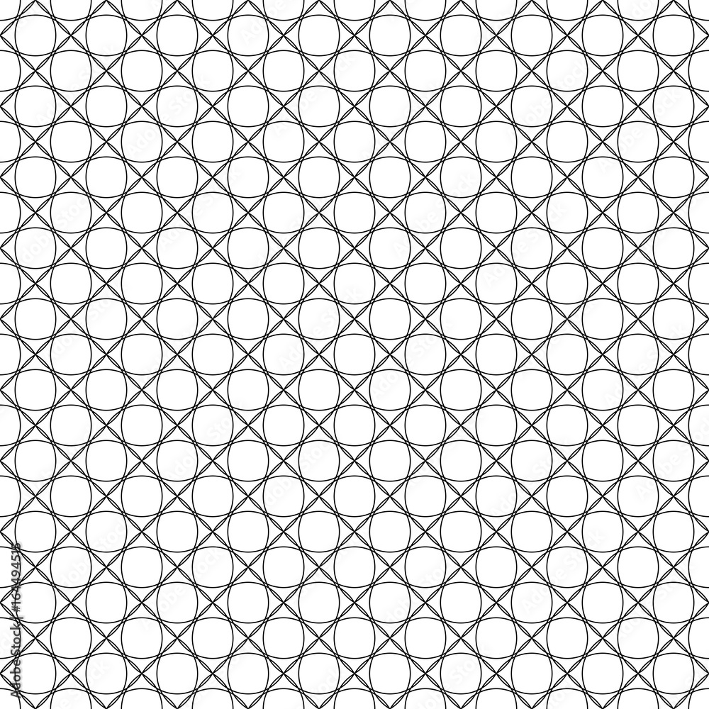 Fototapeta premium Seamless surface pattern with symmetric geometric square ornaments. White diagonal rhombus, diamonds like stripes abstract on white background. Crossing lines wallpaper. Digital paper swatch. Vector.