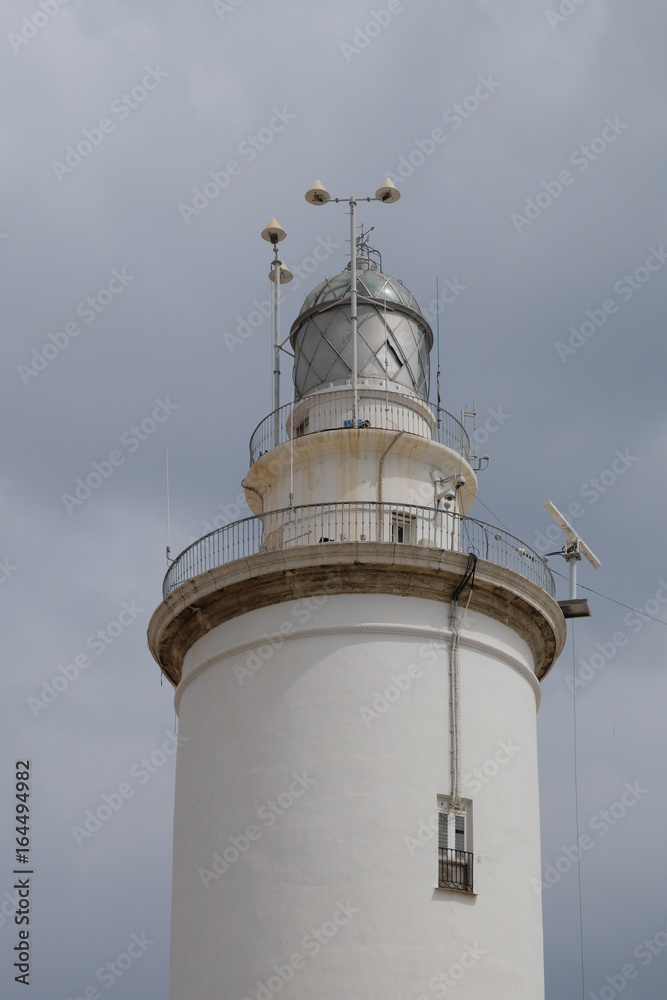 MALAGA, ANDALUCIA/SPAIN - JULY 5 : Lighthouse in the Harbour Area of Malaga Costa del Sol Spain on July 5, 2017