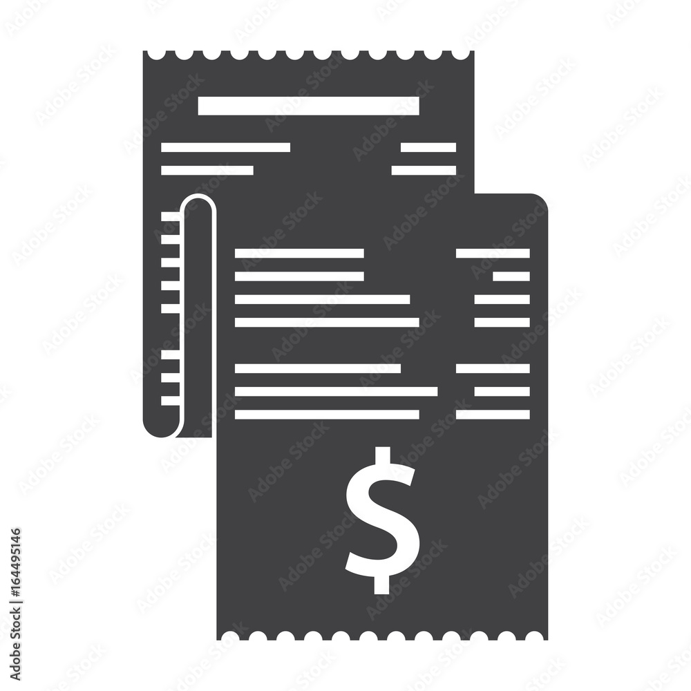 Invoice, bill icon vector silhouette on white background Invoice, bill icon vector silhouette on white background