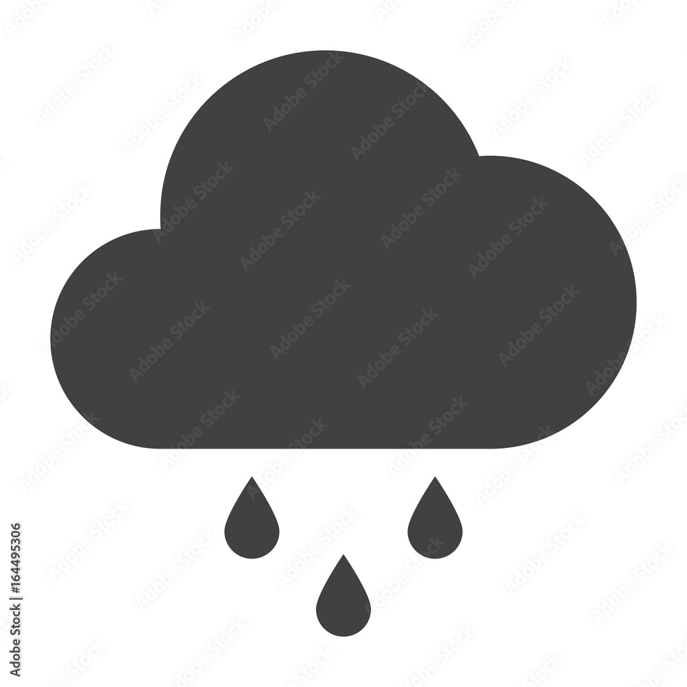 Rain icon with cloud and drop, vector silhouette Rain icon with cloud and drop, vector silhouette