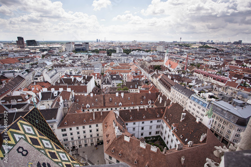 Aerial view from above the city, Vienna, Austria.