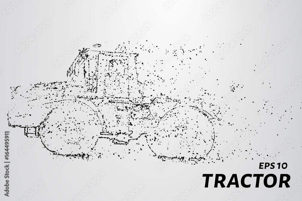 Obraz premium Tractor of the particles. The tractor consists of circles and points. Vector illustration