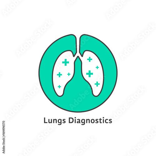green outline lungs diagnostics with cross