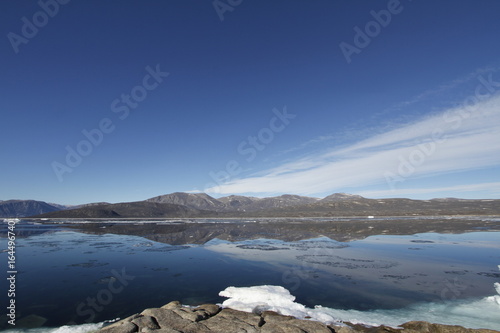 Landscape view of mountains from the community of Qikiqtarjuaq