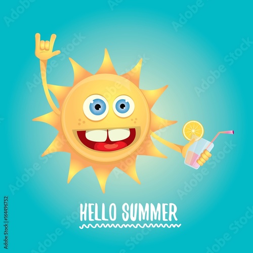 hello summer rock n roll vector label or logo.