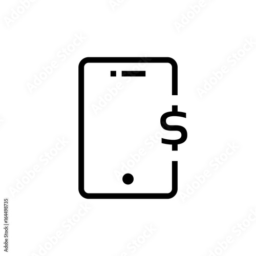 black outline phone with dollar sign
