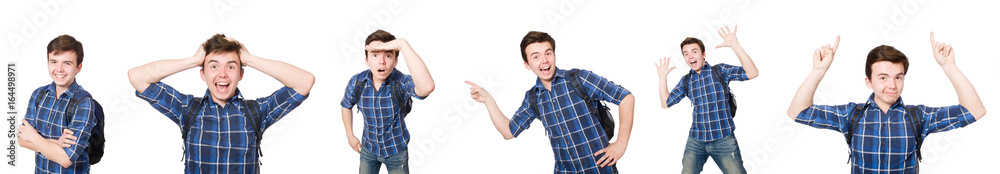 Student with backpack isolated on the white Student with backpack isolated on the white