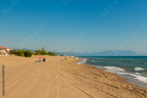 Sandy beach in western Peloponnese in the district of Elis, near Zacharo town, Greece