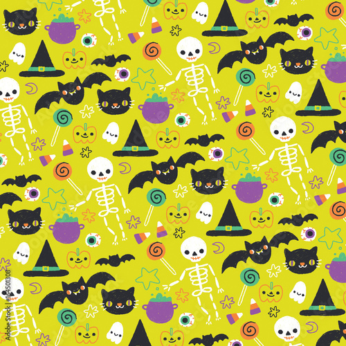 Cute Cartoon Halloween Pattern Illustration