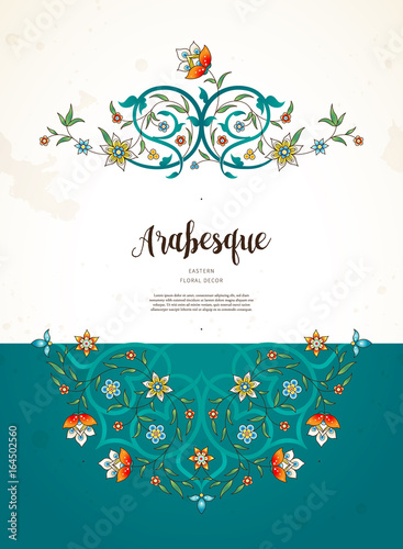Photography Vector vintage floral card in Eastern style.