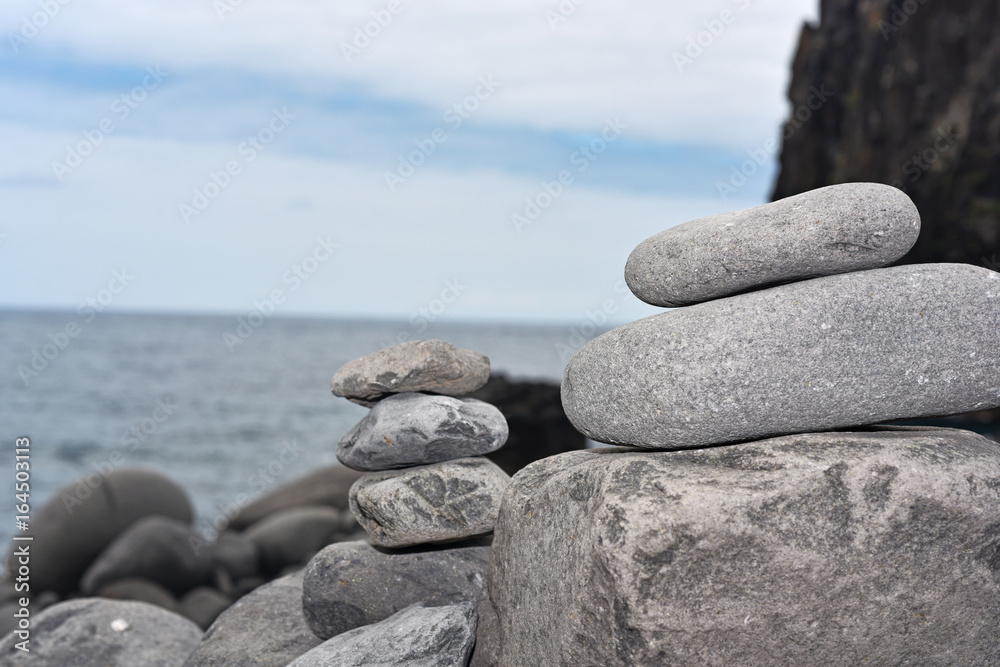 Group of stones near Atlantic ocean coast.