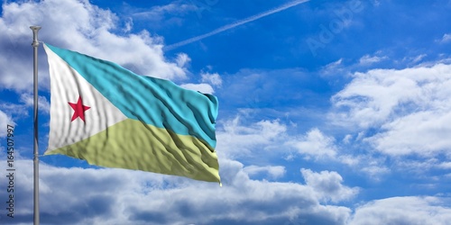 Djibouti waving flag on blue sky. 3d illustration © Rawf8