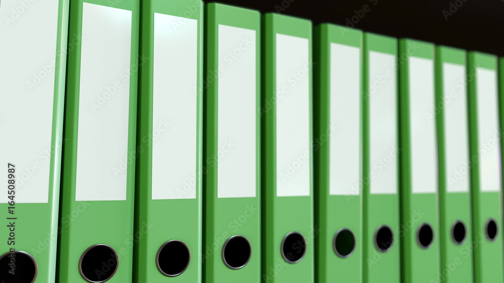 Green office binders. 3D rendering