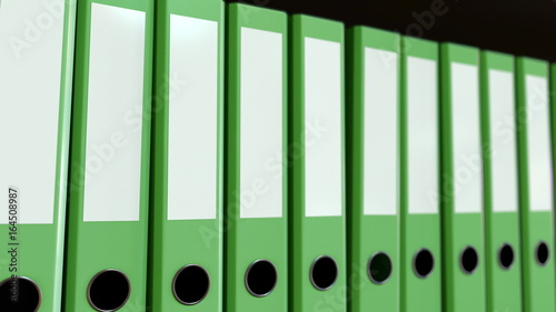 Green office binders. 3D rendering