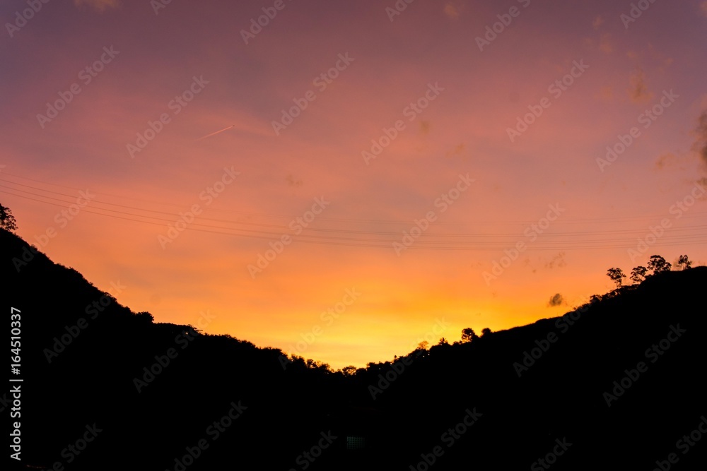 sunset clouds in rio de janeiro with hills
