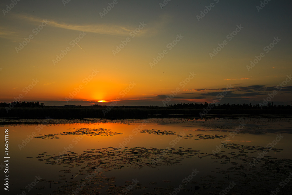 Sonnenuntergang Federsee Bad Buchau