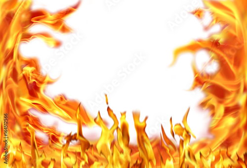 Close up fire flames isolated on white background