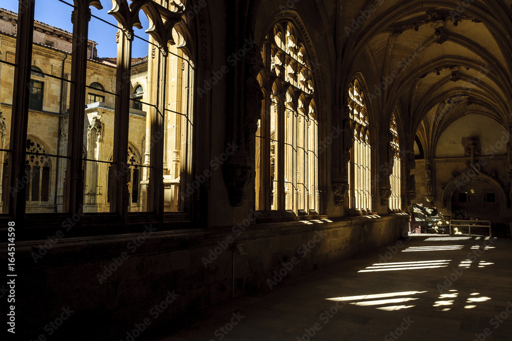 sight of the galleries of the cloister of the monastery of San Salvador in the Oña town in Burgos, Spain. sight of the galleries of the cloister of the monastery of San Salvador in the Oña town in Burgos, Spain.