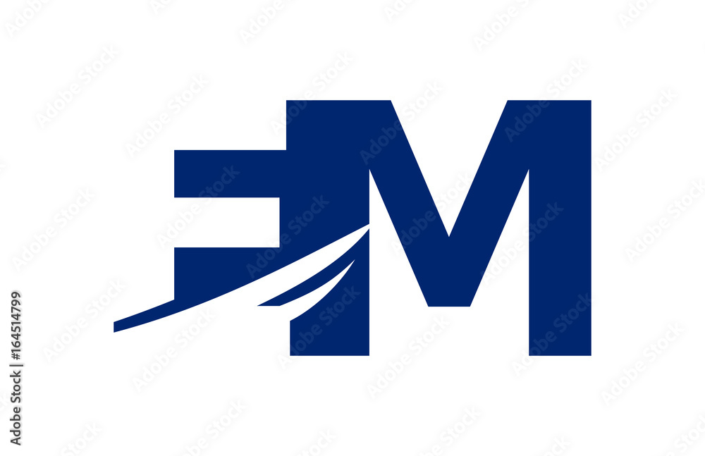 EM Negative Space Square Swoosh Letter Logo EM Negative Space Square Swoosh Letter Logo