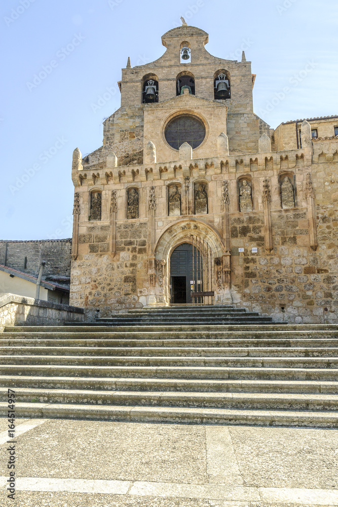 sight of the front of the monastery of San Salvador in the town of Oña, Burgos, Spain
