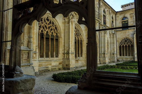 sight of the courtyard of the cloister of the monastery of San Salvador in the Oña town in Burgos, Spain. 