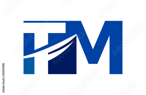 TM Negative Space Square Swoosh Letter Logo