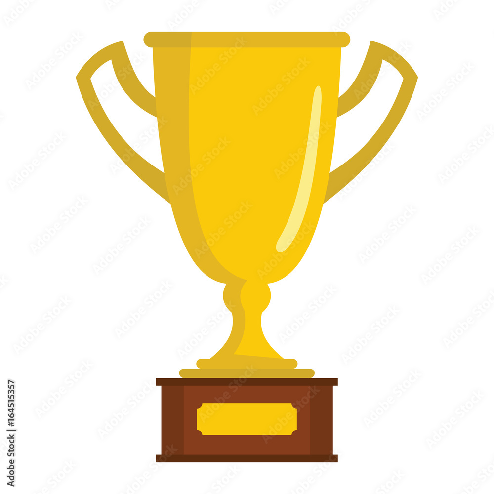 Winner trophy award gold cup on the stand cartoon flat icon element for