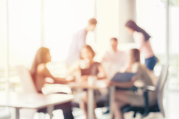 Blurred business people in press conference breaking breaking time business concept backgrond