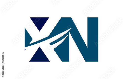 XN Negative Space Square Swoosh Letter Logo