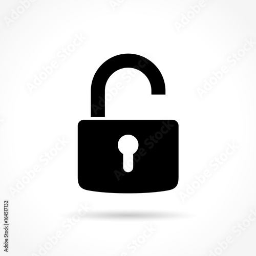 unlock padlock on white background photo