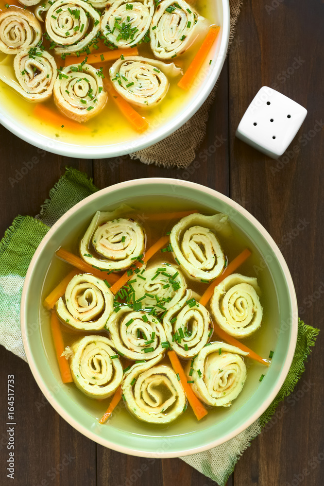 Traditional German Flaedlesuppe and Austrian Frittatensuppe based on ... Traditional German Flaedlesuppe and Austrian Frittatensuppe based on ...