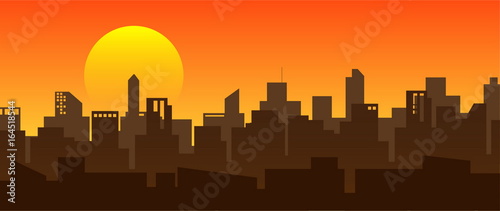 silhouette,cityscapes sunrise in morning