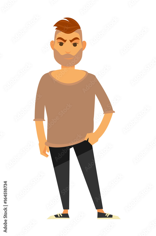 Modern man in stylish casual clothes isolated illustration