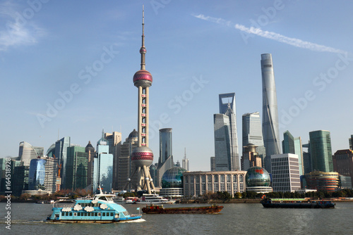 Photography Shanghai skyline Panoramic view of shanghai skyline and huangpu river Shanghai C