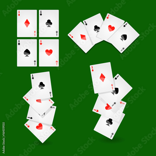 Poker playing cards for casino or solitaire game vector icons