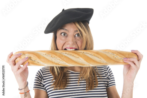 French young girl with typical bread photo