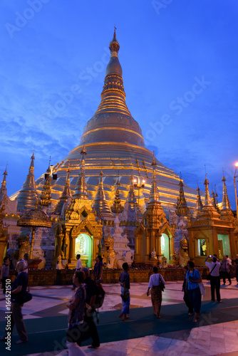 Shwedagon Pagoda at dusk
