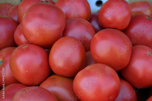 Ripe tomatoes are sold at the Bazaar